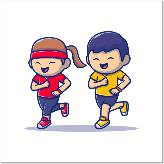 Cute People Jogging Wall Art by Catalyst Labs